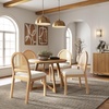 image:imageNathan James Beacon Boho Dining Chair Boucle Dining Chair with Seagrass Accent and Solid Wood Legs Cream BoucleLight BrownWarm Pine Rattan