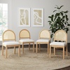 image:imageNathan James Beacon Boho Dining Chair Boucle Dining Chair with Seagrass Accent and Solid Wood Legs Cream BoucleLight BrownWarm Pine Rattan