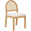 image:imageNathan James Beacon Boho Dining Chair Boucle Dining Chair with Seagrass Accent and Solid Wood Legs Cream BoucleLight BrownWarm Pine Rattan