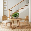 image:imageNathan James Beacon Boho Dining Chair Boucle Dining Chair with Seagrass Accent and Solid Wood Legs Cream BoucleLight BrownWarm Pine Rattan
