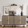 image:imageNathan James Boho Modern 2 Piece Black Oak amp Cane Storage Cabinet Set with Swinging Doors
