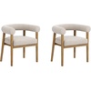 image:imageNathan James Demi Modern Dining Room Chair Barrel Back Dining Chair with Solid Wood Legs and Natural Flax Upholstery FlaxLight Brown Set of 2