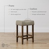 image:imageNathan James Harvey Rattan Bar Stool Bohemian Counter Height Stool with Woven Seagrass Seat Solid Wood Legs and Metal Footrest SeagrassBrushed BlackBeigeLight Brown