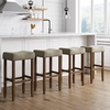 image:imageNathan James Harvey Rattan Bar Stool Bohemian Counter Height Stool with Woven Seagrass Seat Solid Wood Legs and Metal Footrest SeagrassBrushed GrayDark BeigeLight Brown