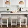 image:imageNathan James Harvey Rattan Bar Stool Bohemian Counter Height Stool with Woven Seagrass Seat Solid Wood Legs and Metal Footrest SeagrassBrushed GrayNatural FlaxWhite