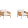 image:imageNathan James Hemming Upholstered Armchair Solid Wood Accent Chair with Boucle Upholstery and Faux Rattan Arm Inlay CreamRaw OakCreamRaw Oak