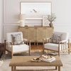 image:imageNathan James Hemming Upholstered Armchair Solid Wood Accent Chair with Boucle Upholstery and Faux Rattan Arm Inlay CreamRaw OakLight BrownCream Boucle