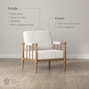 image:imageNathan James Hemming Upholstered Armchair Solid Wood Accent Chair with Boucle Upholstery and Faux Rattan Arm Inlay CreamRaw OakLight BrownCream Boucle