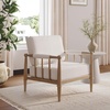 image:imageNathan James Hemming Upholstered Armchair Solid Wood Accent Chair with Boucle Upholstery and Faux Rattan Arm Inlay CreamRaw OakLight BrownCream Boucle