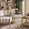 image:imageNathan James Hemming Upholstered Armchair Solid Wood Accent Chair with Boucle Upholstery and Faux Rattan Arm Inlay CreamRaw OakLight BrownCream Boucle