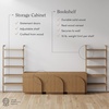 image:imageNathan James Iris Sideboard and Bookcase Set MidCentury Modern Solid Wood Entertainment Center or Wall Storage Unit with Arched Doors 3 Accent Cabinets and 2 Bookshelves Set Light Brown