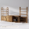 image:imageNathan James Iris Sideboard and Bookcase Set MidCentury Modern Solid Wood Storage Unit with Arched Doors 2 Cabinets and 2 Bookshelves with Cabinet Light Brown