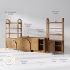 image:imageNathan James Iris Sideboard and Bookcase Set MidCentury Modern Solid Wood Storage Unit with Arched Doors 2 Cabinets and 2 Bookshelves with Cabinet Light Brown