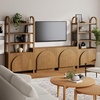 image:imageNathan James Iris Sideboard and Bookcase Set MidCentury Modern Solid Wood Storage Unit with Arched Doors 2 Cabinets and 2 Bookshelves with Cabinet Light Brown