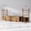 image:imageNathan James Iris Sideboard and Bookcase Set MidCentury Modern Solid Wood Storage Unit with Arched Doors 3 Cabinets and 2 Bookshelves with Cabinet Light Brown