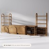 image:imageNathan James Iris Sideboard and Bookcase Set MidCentury Modern Solid Wood Storage Unit with Arched Doors 3 Cabinets and 2 Bookshelves with Cabinet Light Brown