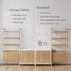 image:imageNathan James Jasper Sideboard and Bookcase Set MidCentury Modern Solid Wood Entertainment Center or Wall Storage Unit with Fluted Doors 2 Accent Cabinets and 2 Bookshelves Set Warm PineWhite