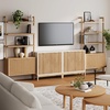 image:imageNathan James Jasper Sideboard and Bookcase Set MidCentury Modern Solid Wood Entertainment Center or Wall Storage Unit with Fluted Doors 2 Accent Cabinets and 2 Bookshelves Set Warm PineWhite