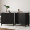 image:imageNathan James Jasper Wood Modern Sideboard Accent Storage Cabinet with Fluted Doors for Kitchen or Living Room Warm PineBlack Oak