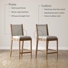 image:imageNathan James Kayden Solid Wood Bar Stool Set of 2 with Woven Rope Backrest Upholstered Bar Stool with Back Counter Height Stools for Bar or Patio
