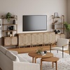 image:imageNathan James Kova Boho Rattan and Wood TV Wall Shelving Unit Accent Storage Cabinet in Black Wood and Rattan with Metal Frame and Cane Doors Black OakCaneLight Brown
