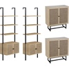 image:imageNathan James Kova Boho Rattan and Wood TV Wall Shelving Unit Accent Storage Cabinet in Black Wood and Rattan with Metal Frame and Cane Doors Black OakCaneLight OakRattan