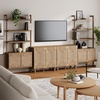 image:imageNathan James Kova Boho Rattan and Wood TV Wall Shelving Unit Accent Storage Cabinet in Black Wood and Rattan with Metal Frame and Cane Doors Black OakCaneLight Brown