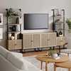 image:imageNathan James Kova Boho Rattan and Wood TV Wall Shelving Unit Accent Storage Cabinet in Black Wood and Rattan with Metal Frame and Cane Doors Black OakCaneLight OakRattan