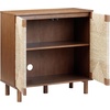 image:imageNathan James Kova Boho Rattan and Wood TV Wall Shelving Unit Accent Storage Cabinet in Black Wood and Rattan with Metal Frame and Cane Doors Black OakCaneDark Brown