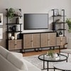 image:imageNathan James Kova Boho Rattan and Wood TV Wall Shelving Unit Accent Storage Cabinet in Black Wood and Rattan with Metal Frame and Cane Doors Black OakCaneBlack OakRattan