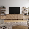 image:imageNathan James Kova Boho Rattan and Wood TV Wall Shelving Unit Accent Storage Cabinet in Black Wood and Rattan with Metal Frame and Cane Doors Black OakCaneLight Brown