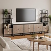 image:imageNathan James Kova Boho Rattan and Wood TV Wall Shelving Unit Accent Storage Cabinet in Black Wood and Rattan with Metal Frame and Cane Doors Black OakCaneBlack OakRattan