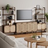 image:imageNathan James Kova Boho Rattan and Wood TV Wall Shelving Unit Accent Storage Cabinet in Black Wood and Rattan with Metal Frame and Cane Doors Black OakCaneDark Brown