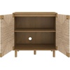 image:imageNathan James Kova Boho Rattan and Wood TV Wall Shelving Unit Accent Storage Cabinet in Black Wood and Rattan with Metal Frame and Cane Doors Black OakCaneLight Brown