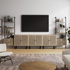image:imageNathan James Kova Boho Rattan and Wood TV Wall Shelving Unit Accent Storage Cabinet in Black Wood and Rattan with Metal Frame and Cane Doors Black OakCaneLight OakRattan