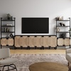 image:imageNathan James Kova Boho Rattan and Wood TV Wall Shelving Unit Accent Storage Cabinet in Black Wood and Rattan with Metal Frame and Cane Doors Black OakCaneBlack