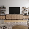 image:imageNathan James Kova Boho Rattan and Wood TV Wall Shelving Unit Accent Storage Cabinet in Black Wood and Rattan with Metal Frame and Cane Doors Black OakCaneDark Brown