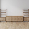 image:imageNathan James Kova Boho Rattan and Wood TV Wall Shelving Unit Accent Storage Cabinet in Black Wood and Rattan with Metal Frame and Cane Doors Black OakCaneLight Brown