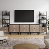 image:imageNathan James Kova Boho Rattan and Wood TV Wall Shelving Unit Accent Storage Cabinet in Black Wood and Rattan with Metal Frame and Cane Doors Black OakCaneBlack OakRattan