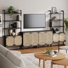 image:imageNathan James Kova Boho Rattan and Wood TV Wall Shelving Unit Accent Storage Cabinet in Black Wood and Rattan with Metal Frame and Cane Doors Black OakCaneBlack