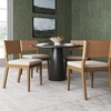 image:imageNathan James Linus Modern Upholstered Dining Chair with Solid Rubberwood Legs in a WireBrushed Light Brown Finish Natural FlaxBrownBrushed Light Brown