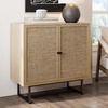 image:imageNathan James Set of 2 Boho Modern Free Standing Buffet Sideboard Hallway Storage Cabinets Light OakCaneBlack