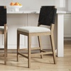 image:imageNathan James Beacon Bohemian Boucle Bar Stool Upholstered Bar Stool or Island Chairs for Kitchen Seagrass Counter Height Stool with Back and Solid Wood Legs Cream BoucleGrayLight BrownBlack