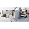 image:imageNathan James Harlow Wall Mount Headboard Queen Gray amp Hugo Wood Nightstand Rustic Accent End or Side Table with Drawer Durable Black Metal Frame amp Leather Hammock Gray