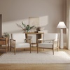 image:imageNathan James Hemming Upholstered Armchair Solid Wood Accent Chair with Boucle Upholstery and Faux Rattan Arm Inlay CreamRaw OakLight BrownCream Boucle