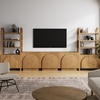 image:imageNathan James Iris Sideboard and Bookcase Set MidCentury Modern Solid Wood Storage Unit with Arched Doors 3 Cabinets and 2 Bookshelves with Cabinet Light Brown