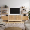 image:imageNathan James Jasper Sideboard and Bookcase Set MidCentury Modern Solid Wood Entertainment Center or Wall Storage Unit with Fluted Doors 2 Accent Cabinets and 2 Bookshelves Set Warm PineWhite