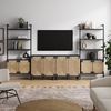 image:imageNathan James Kova Boho Rattan and Wood TV Wall Shelving Unit Accent Storage Cabinet in Black Wood and Rattan with Metal Frame and Cane Doors Black OakCaneBlack