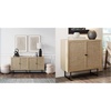 image:imageNathan James Set of 2 Boho Modern Free Standing Buffet Sideboard Hallway Storage Cabinets Light OakCaneBlack