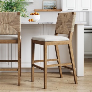 image:imageNathan James Beacon Bohemian Boucle Bar Stool Upholstered Bar Stool or Island Chairs for Kitchen Seagrass Counter Height Stool with Back and Solid Wood Legs Cream BoucleGrayLight BrownBeige